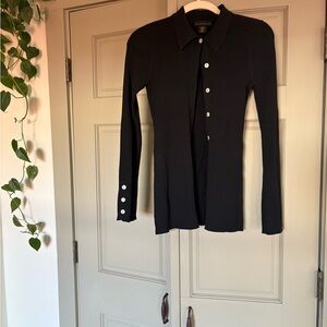 House of Harlow 1960 Black Ribbed Top